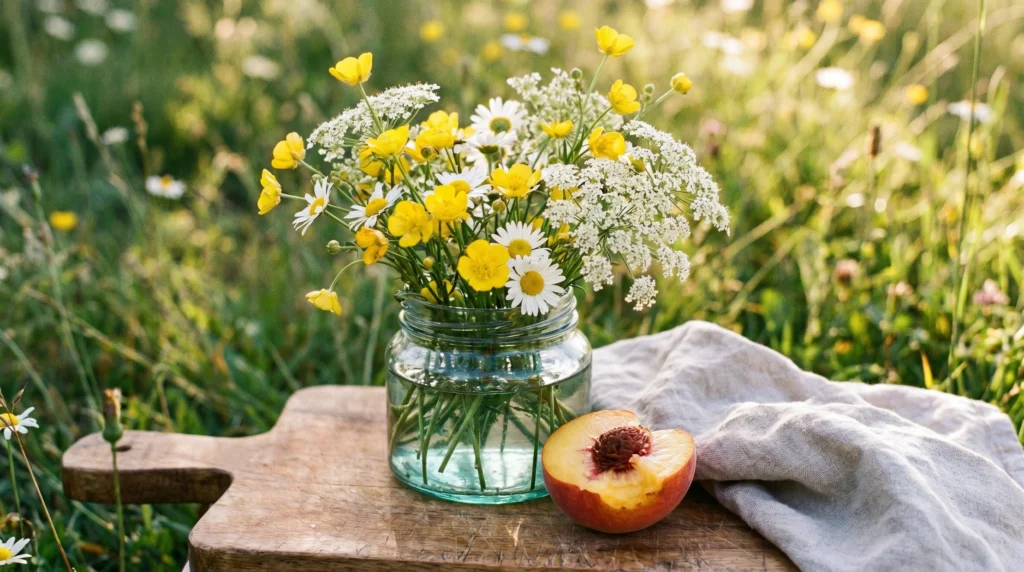 9. Fresh Flower Jars to Anchor the Space