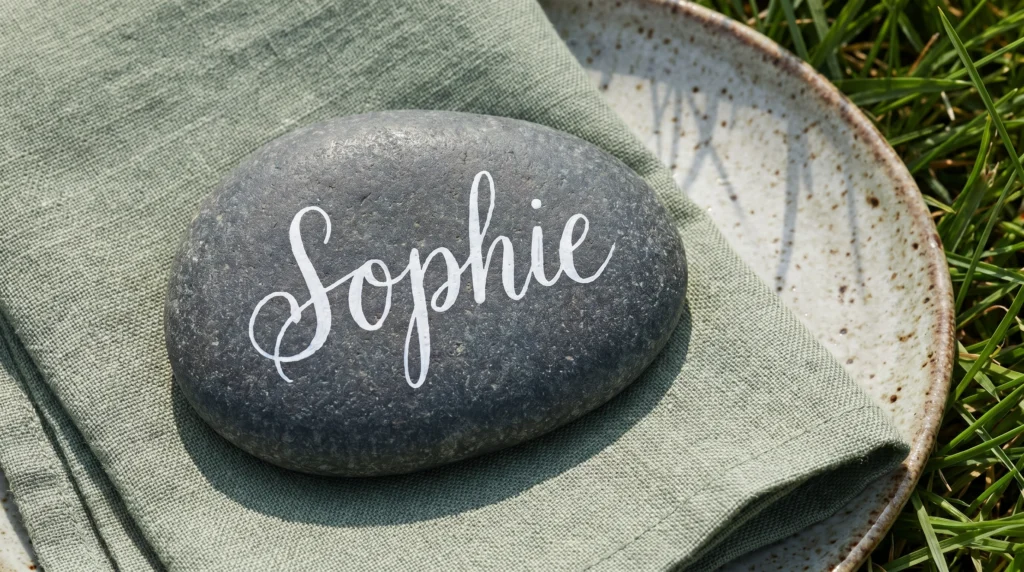 9. Hand-Lettered Stone Place Cards