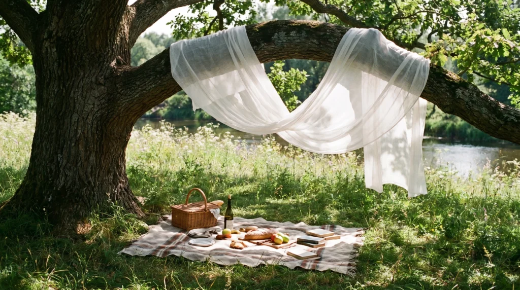 Drape Fabric Over Nearby Tree Branches
