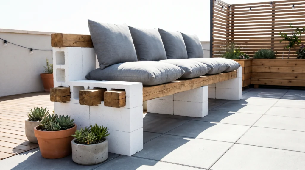 Concrete Cinder Block Bench