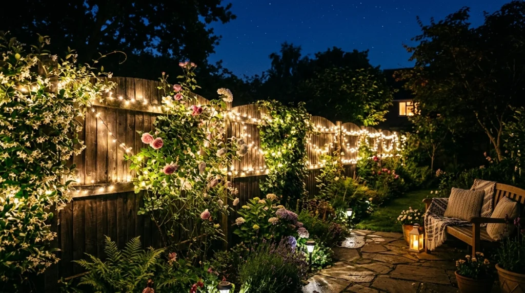 Fairy Lights Wrapped Around Fences