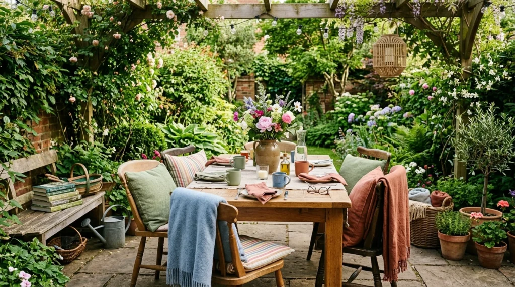 Outdoor Dining Area Surrounded by Greenery
