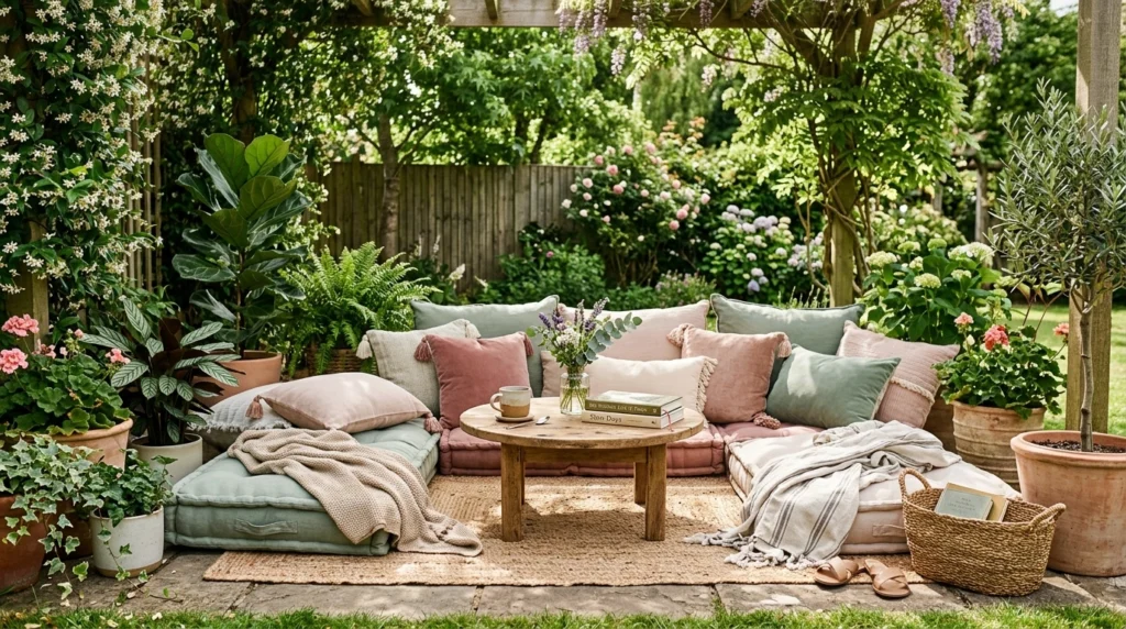 Floor Seating with Cushions and Poufs