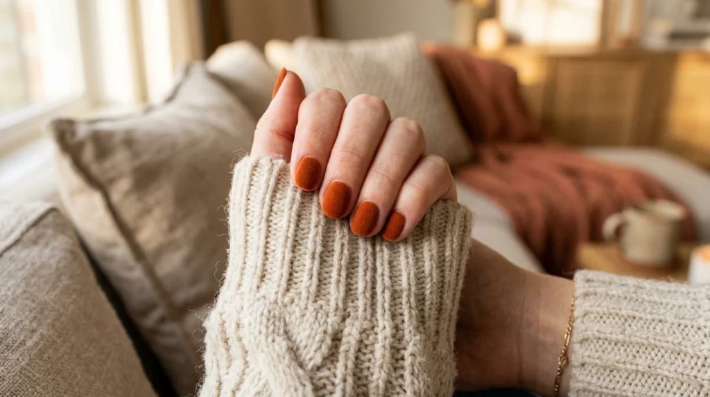 Burnt Orange Velvet Nails