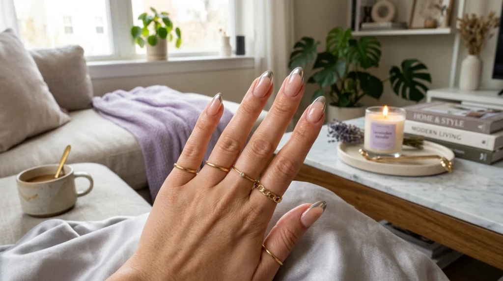 Chrome French Tip Nails That Feel Luxurious