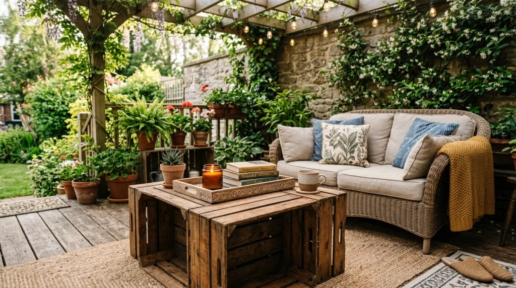 DIY Outdoor Coffee Table from Crates