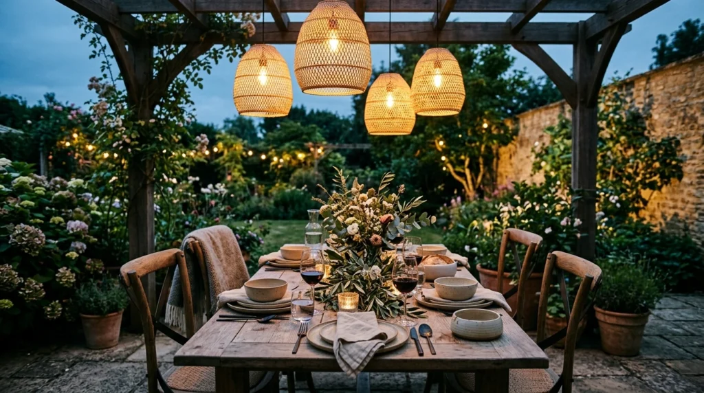 Pendant Lights Over Outdoor Dining Tables
