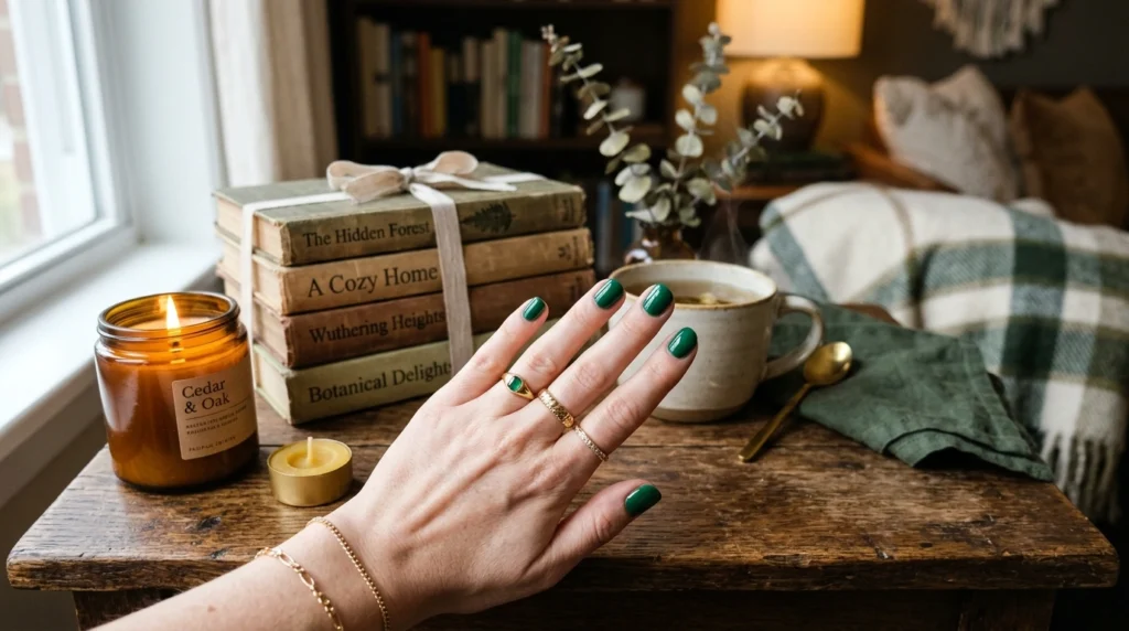 Emerald Green Nails with Sophisticated Depth