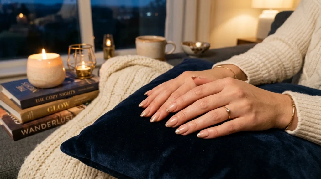 Glitter French Tip Nails for Subtle Glamour