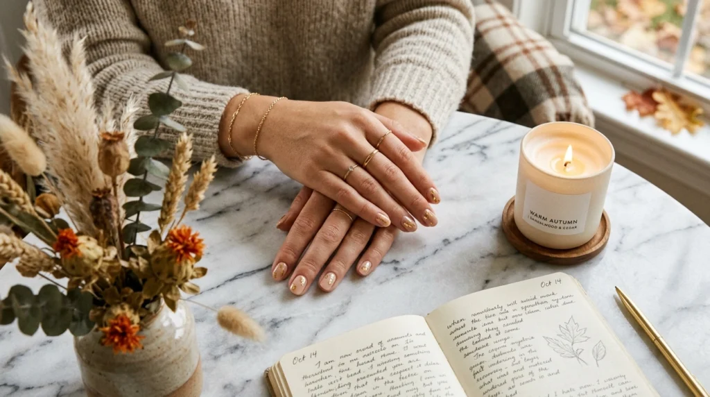 Gold Foil Neutral Nails