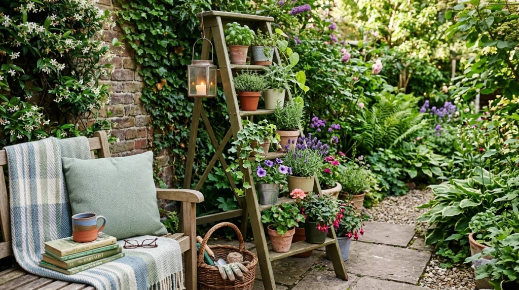 Repurposed Ladder Plant Display