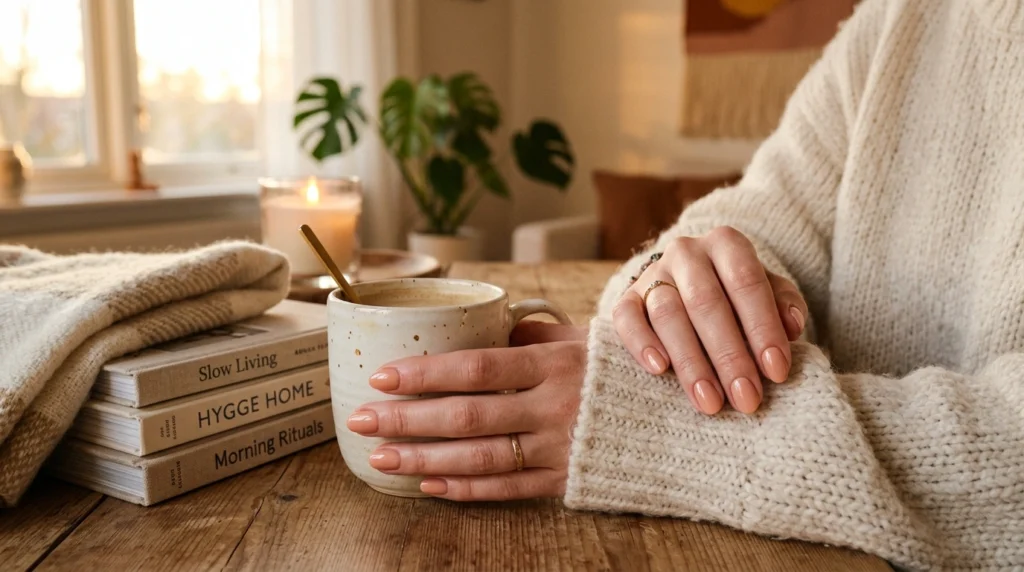 Soft Peach Nude Nails for Warmth and Glow