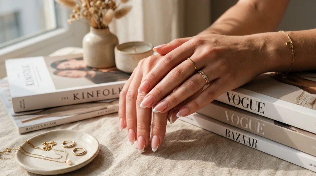 Thin French Tips for a Modern Minimalist Look