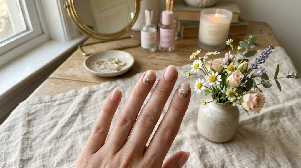 Tiny Floral Nail Art for a Delicate Feminine Touch