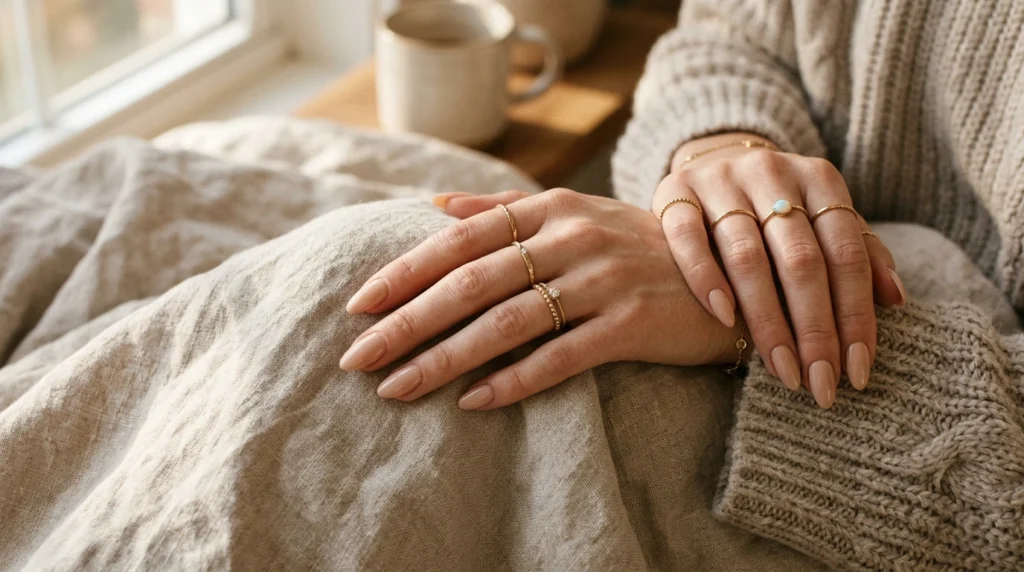 Almond-Shaped Nude Nails for Timeless Style