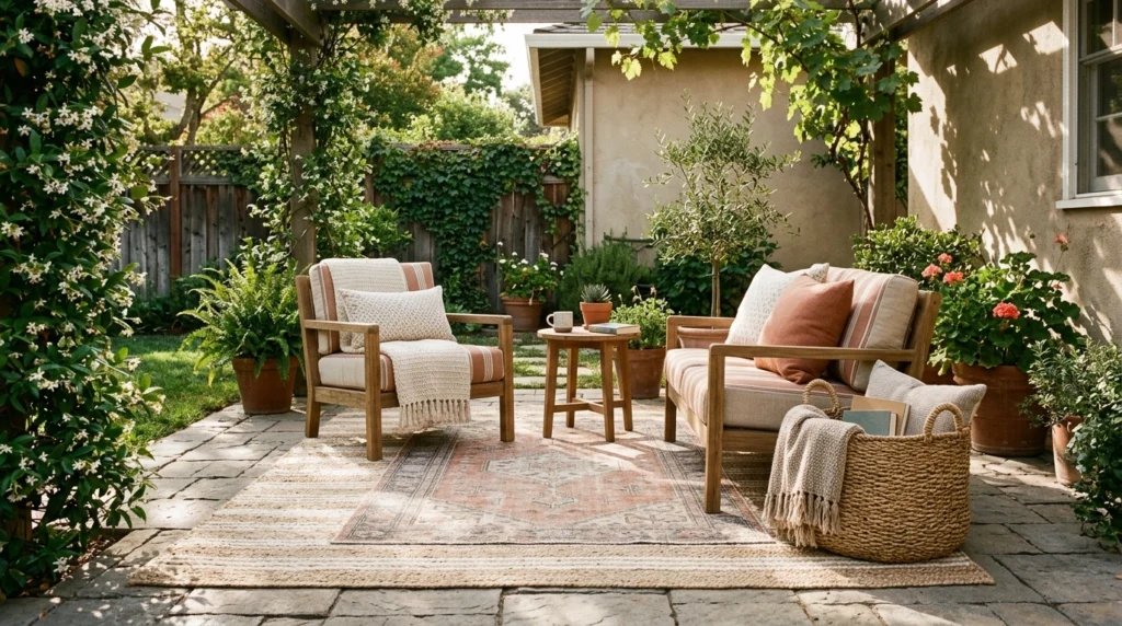 Layered Outdoor Rugs for a Grounded Look
