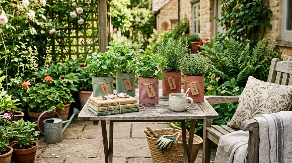 Upcycled Tin Can Herb Garden