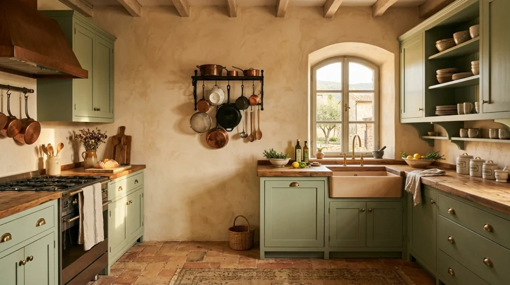 10. Sage and Terracotta Rustic Mediterranean Kitchen
