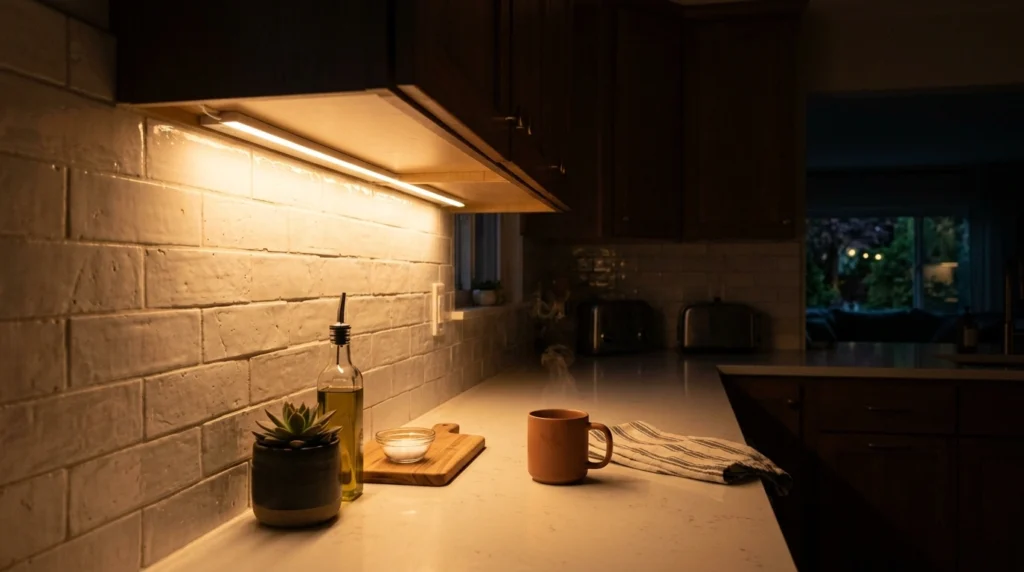 10. Under-Cabinet LED Strip Lighting