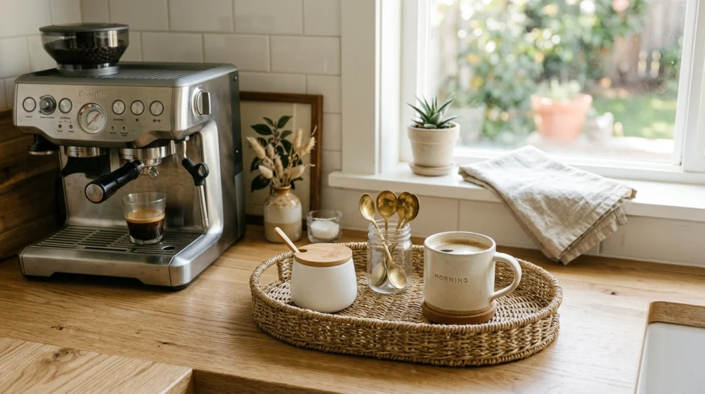 10. The Woven Seagrass Tray for Coffee Essentials
