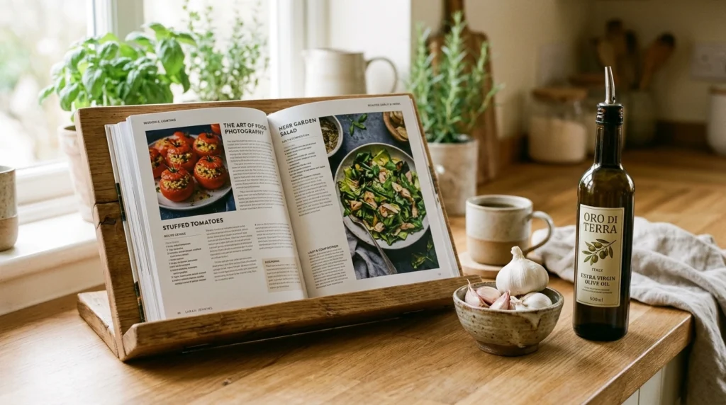 10. The Cozy Countertop Cookbook Stack