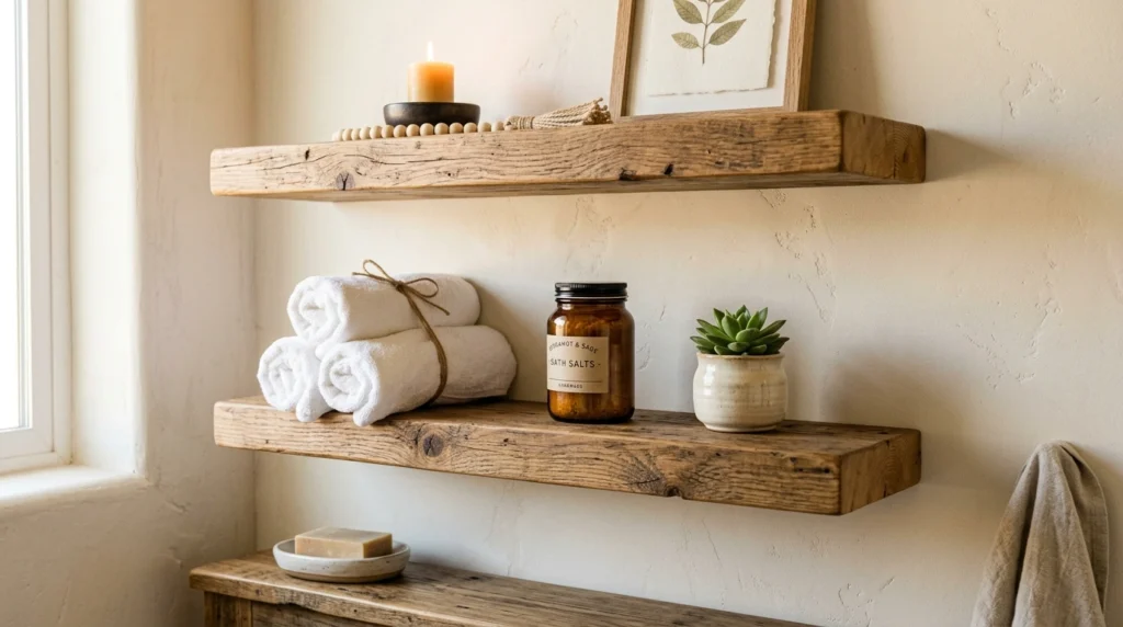 10. Minimalist Floating Wood Shelves