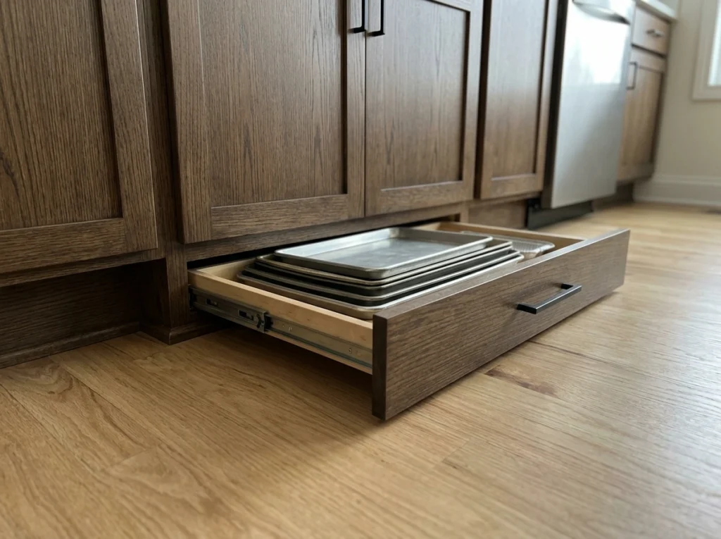 11. Custom Toe-Kick Drawers for Bottom-Level Storage