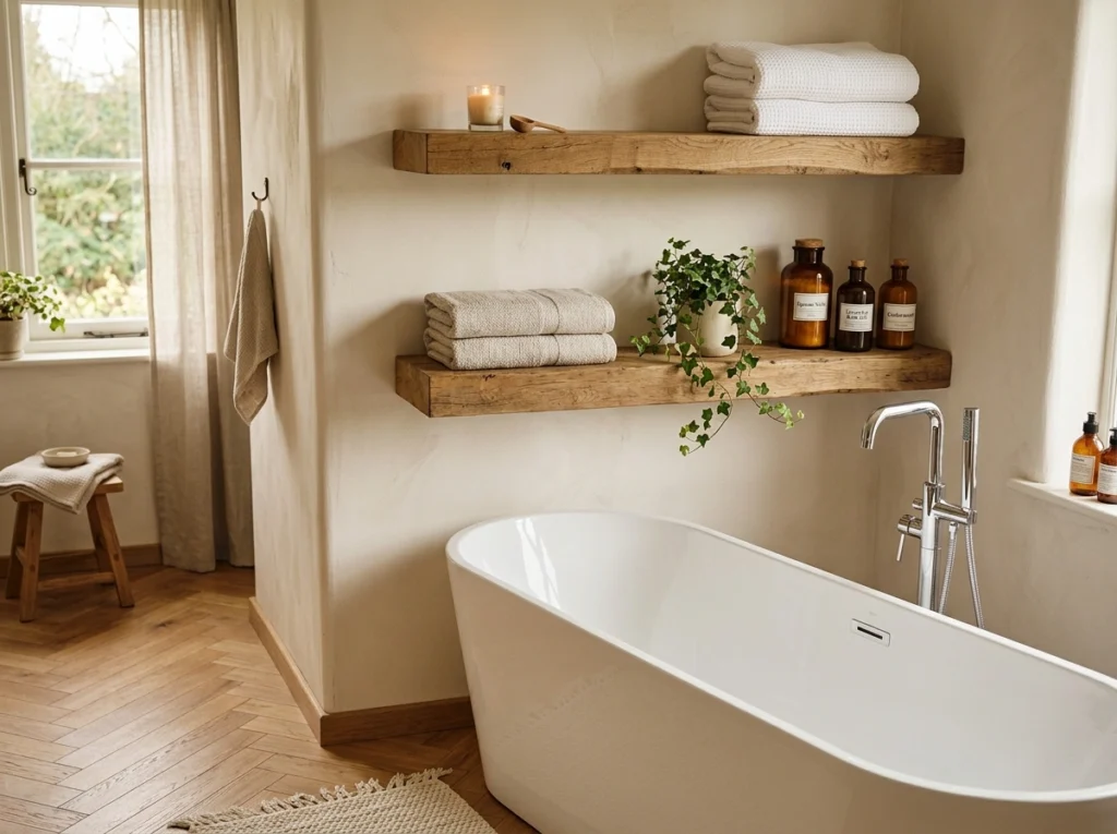 11. Corner Placement with Floating Shelves