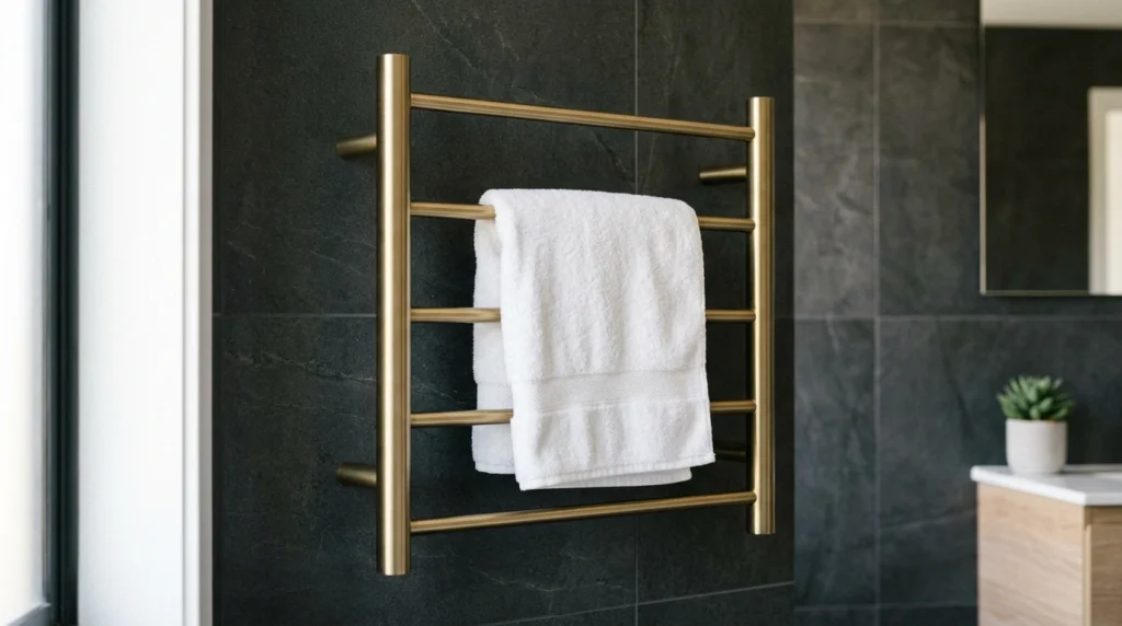 11. Wall-Mounted Brass Towel Warmers