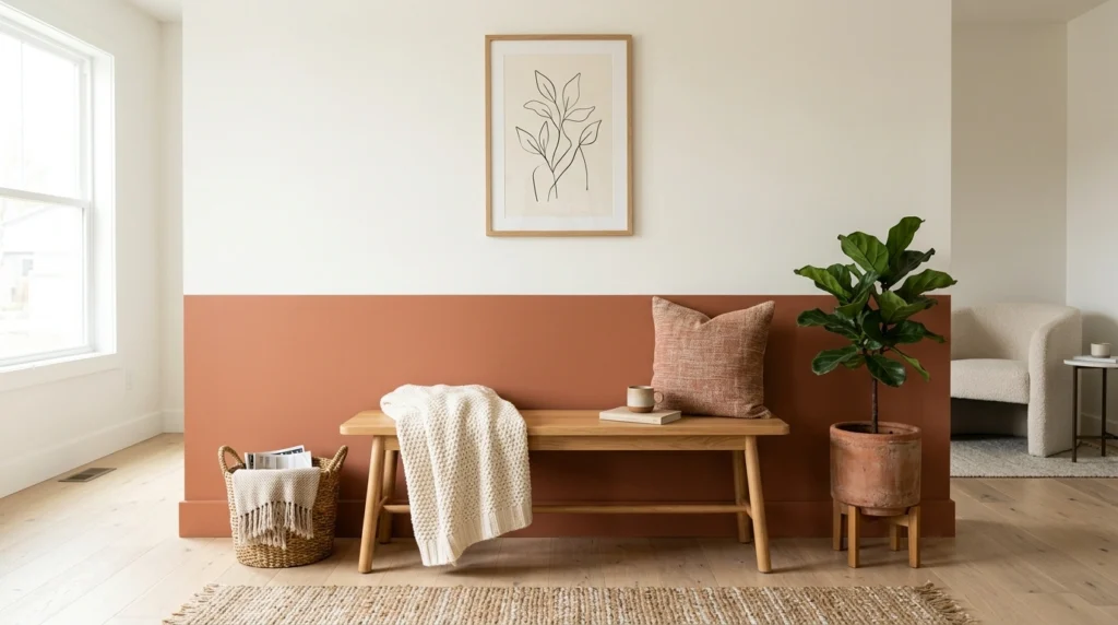 12. Earthy Terracotta Painted Half-Wall