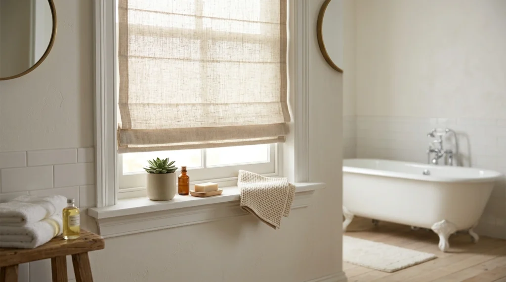 12. Soft, Light-Filtering Linen Roman Shades
