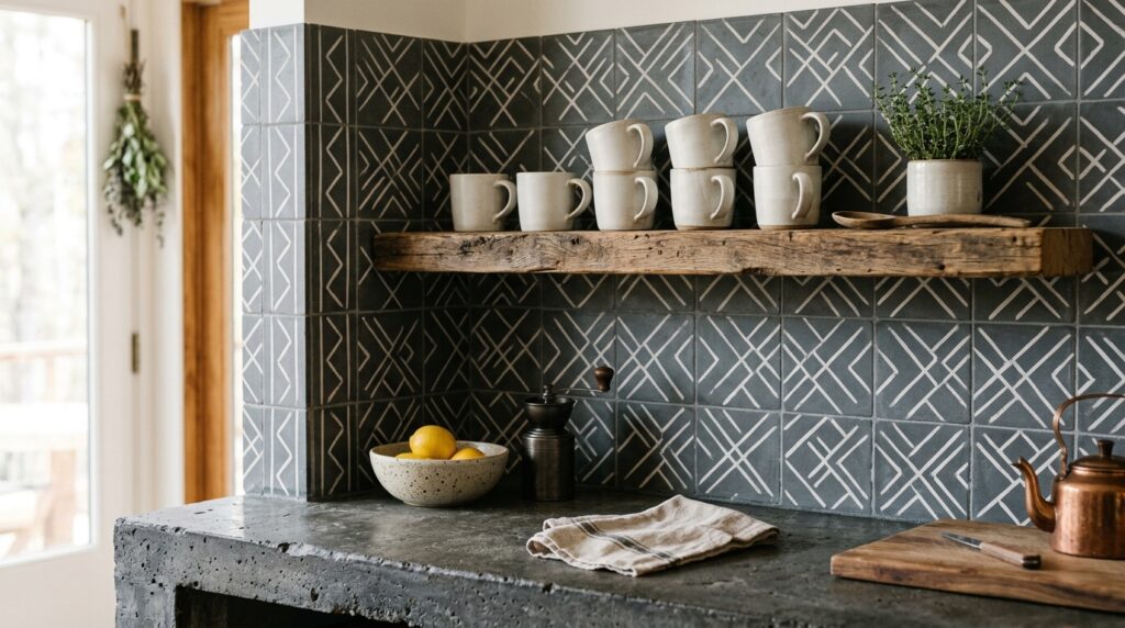 13. Charcoal Grey Cement Encaustic Tile