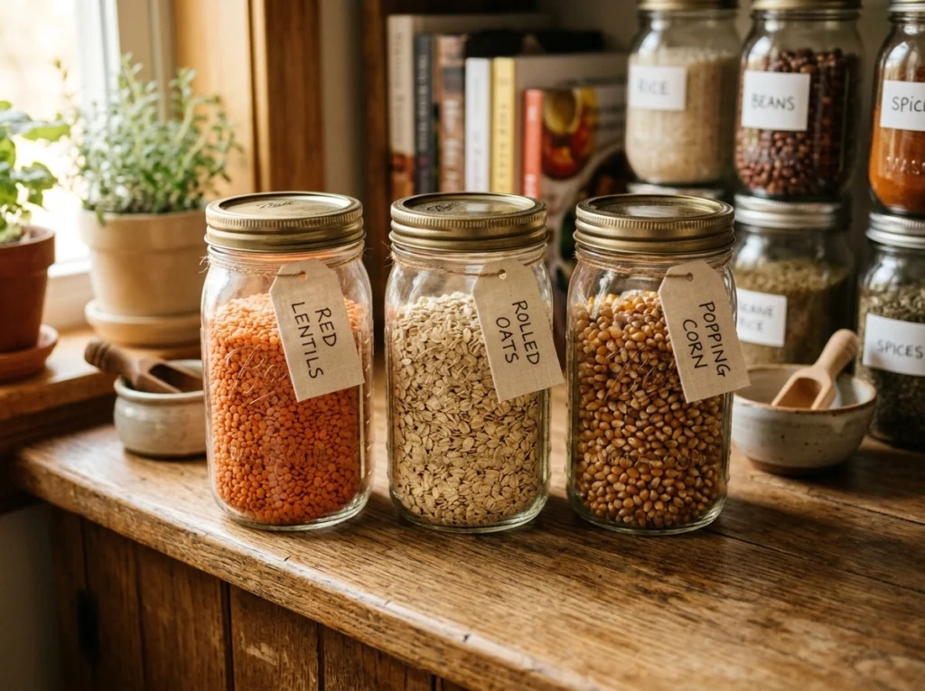 13. Glass Mason Jars Filled with Earthy Dry Goods