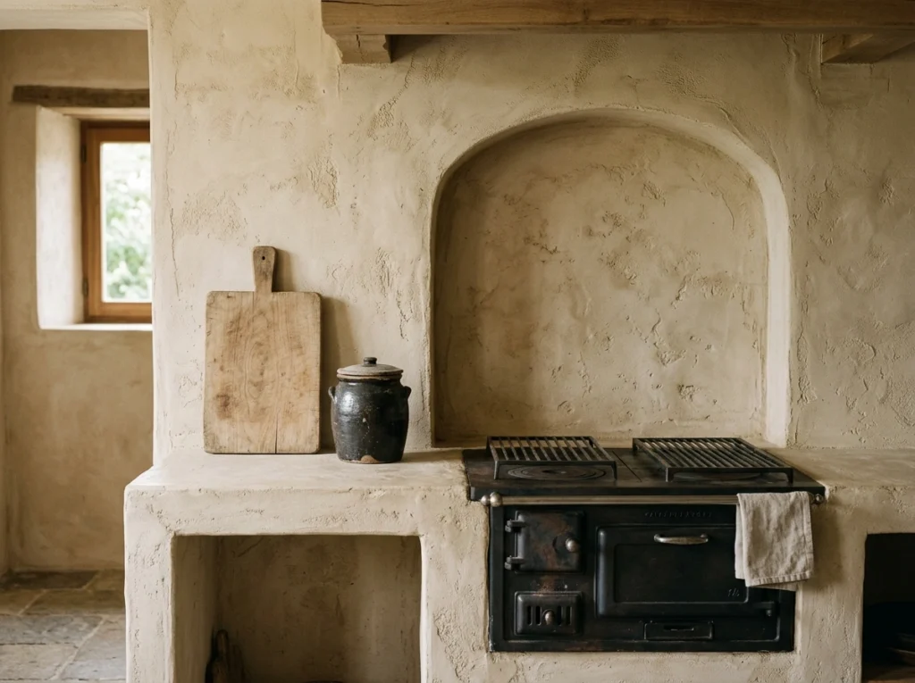 13. Arched Plaster Backsplash for Old-World Simplicity