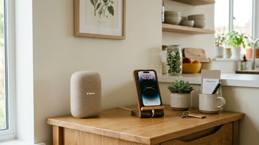 13. The Minimalist Smart Speaker & Charging Nook