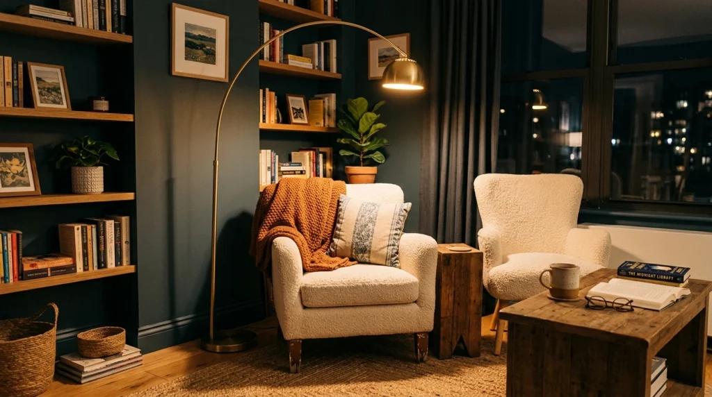 14. Corner Arc Lamp with a Slender Base