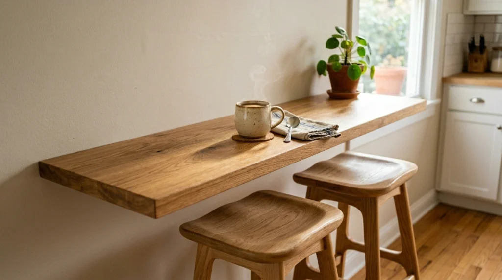 14. A Floating Breakfast Bar Along a Bare Wall