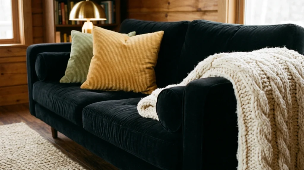 14. Luxurious Black Velvet and Rich Corduroy