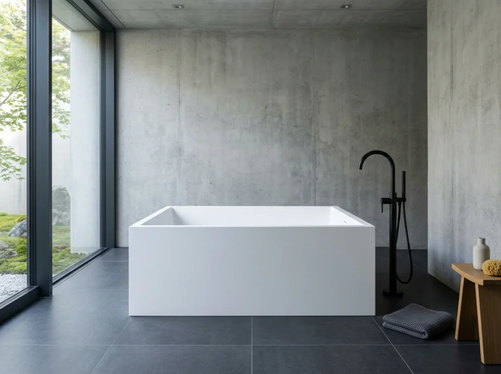 14. Modern Square-Edge Pedestal Tub