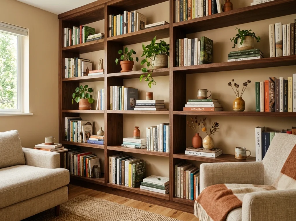 15. Soft Sand and Dark Chestnut Shelving