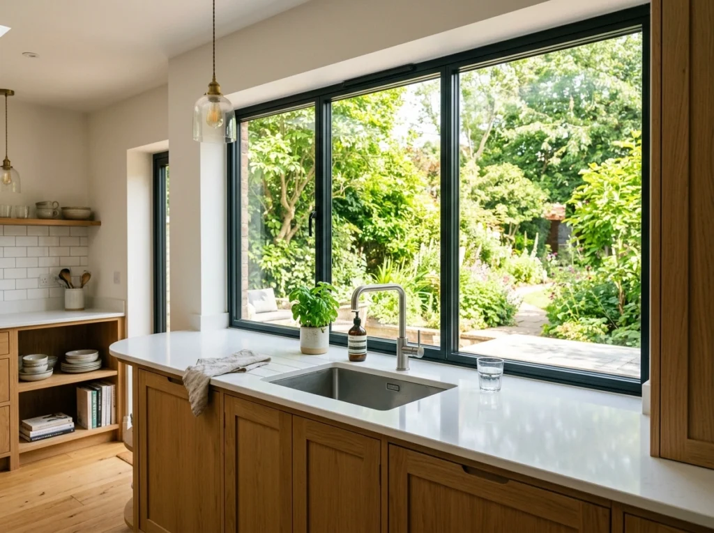15. The Wrap-Around Window Sill Countertop Layout