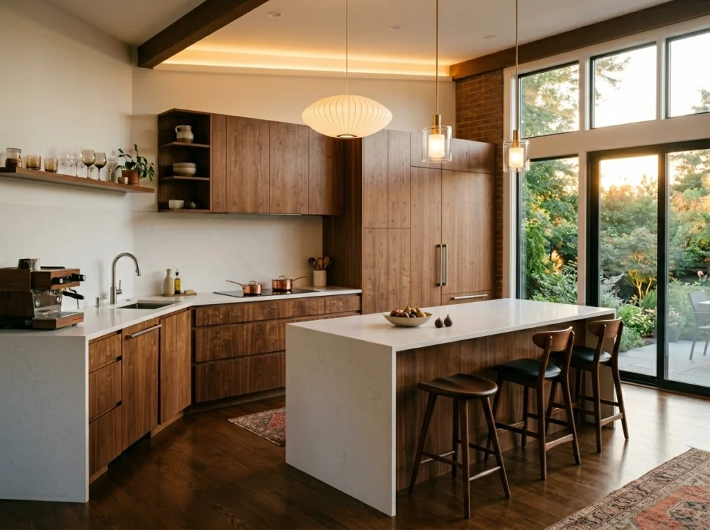 15. Bookmatched Walnut Grain for an Artistic Mid-Century Look