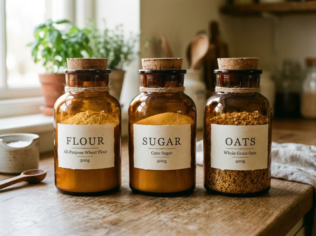 15. Decanting Pantry Staples into Amber Glass Jars