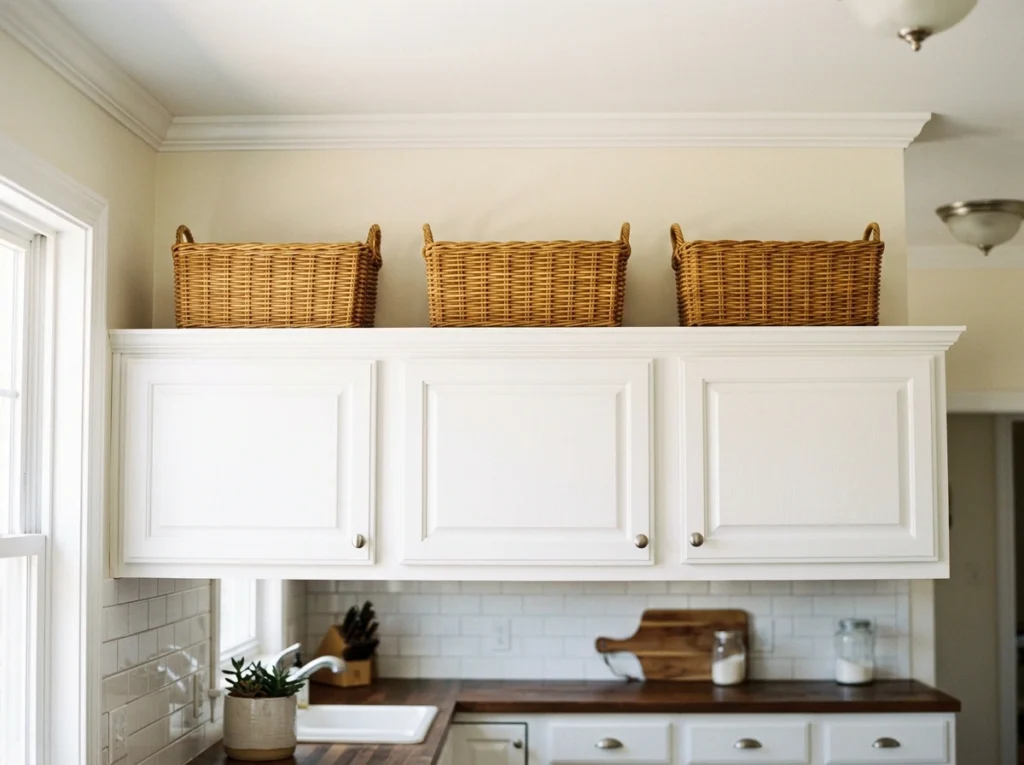 15. Stylish Baskets for the Space Above Cabinets
