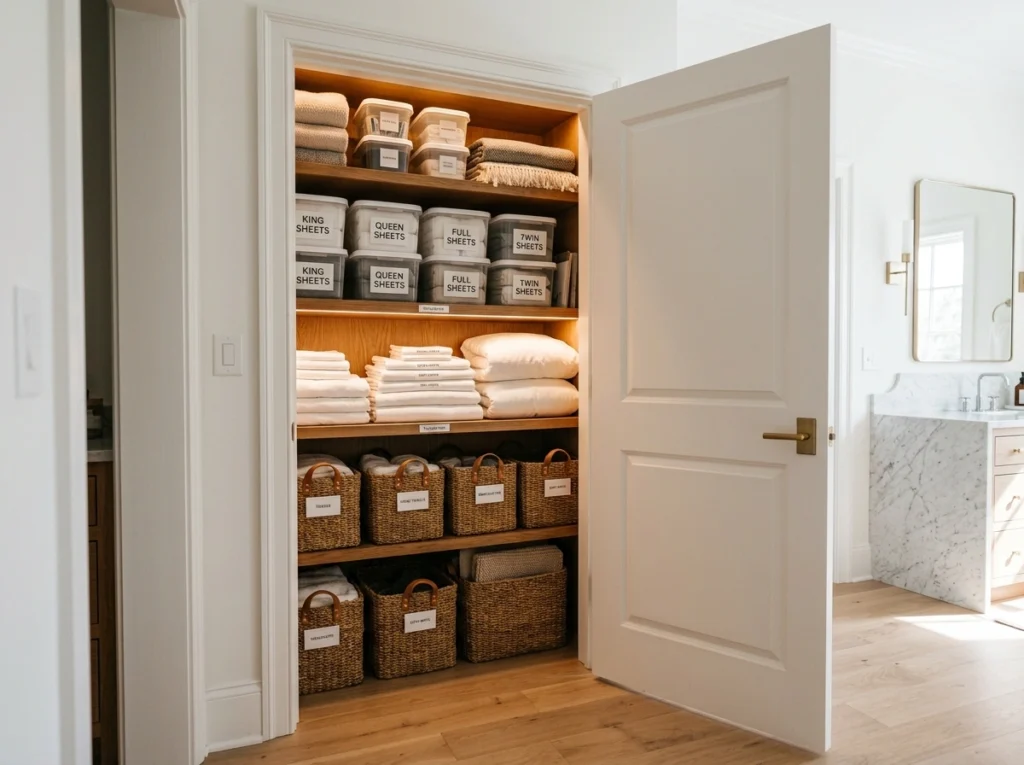 15. The Walk-In Pantry-Style Linen Closet Layout