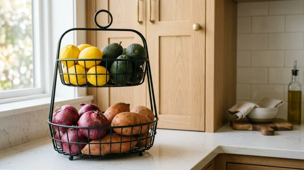 16. The Tiered Wire Basket for Produce