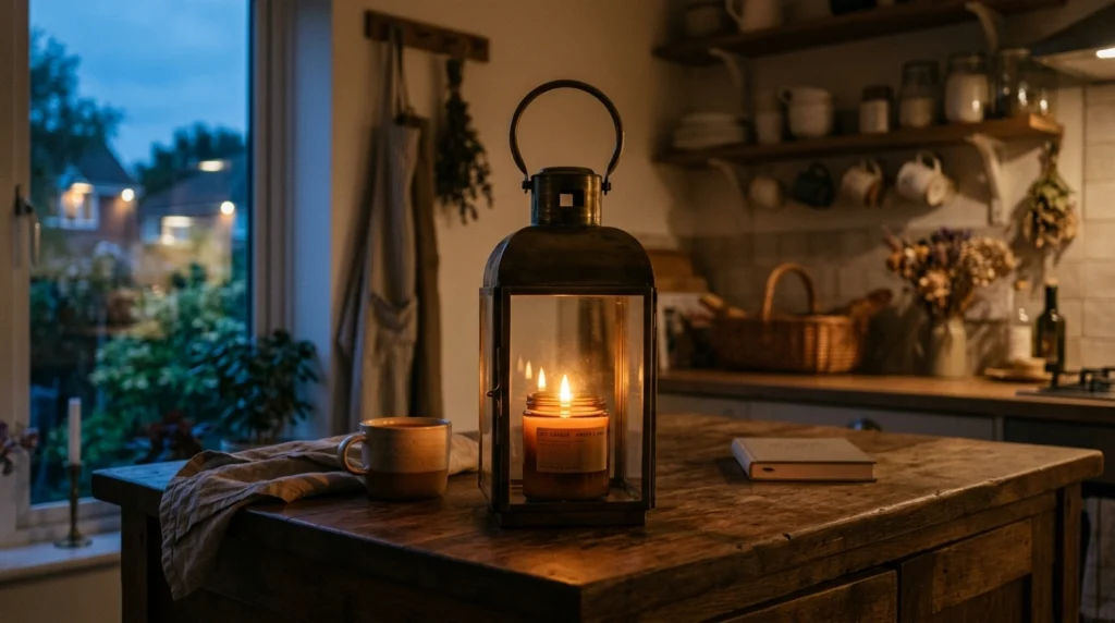 16. The Brass Lantern with an Amber Glass Candle