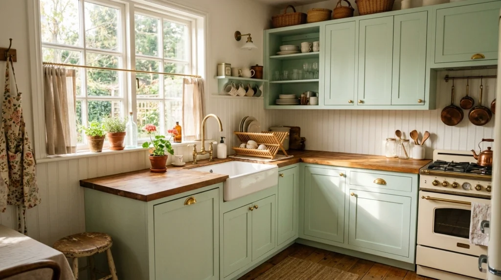 16. Pale Mint Green Cabinets