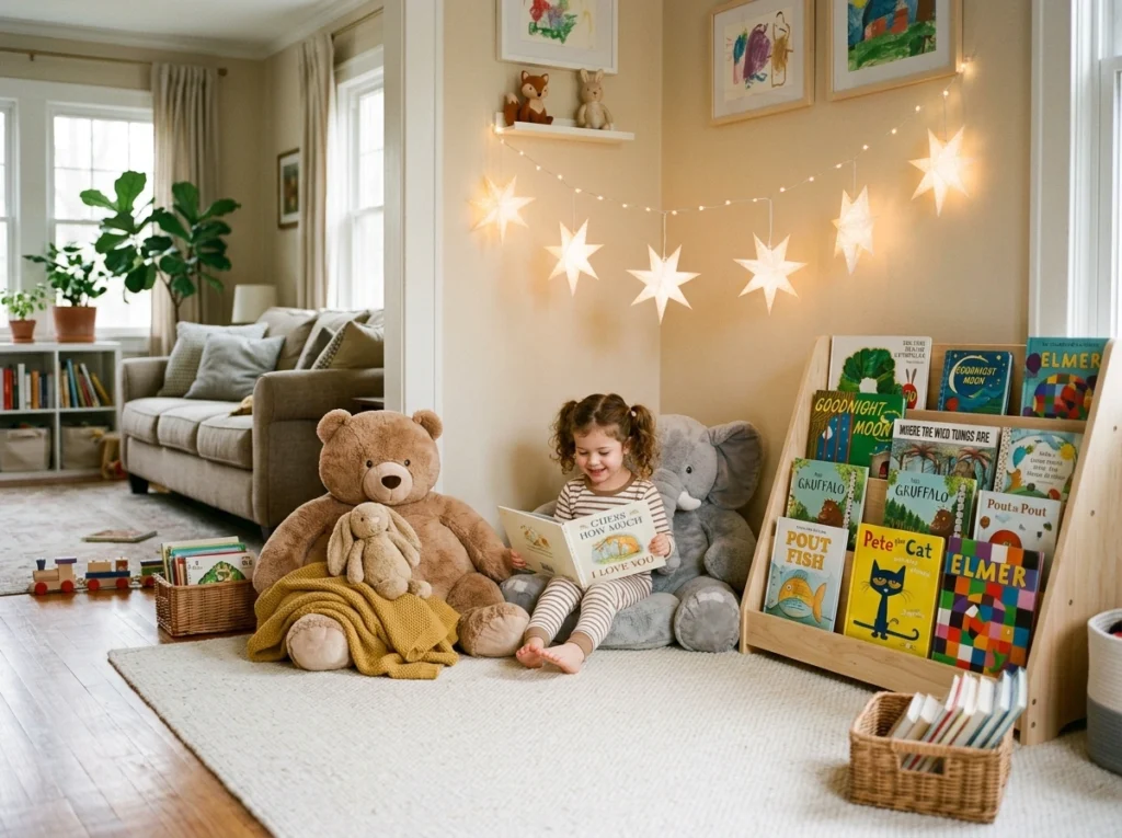 17. The Kid-Friendly Play & Storytime Corner with Soft Rugs