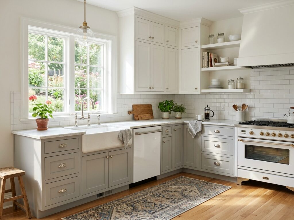 17. Dove Gray and Bright Alabaster White